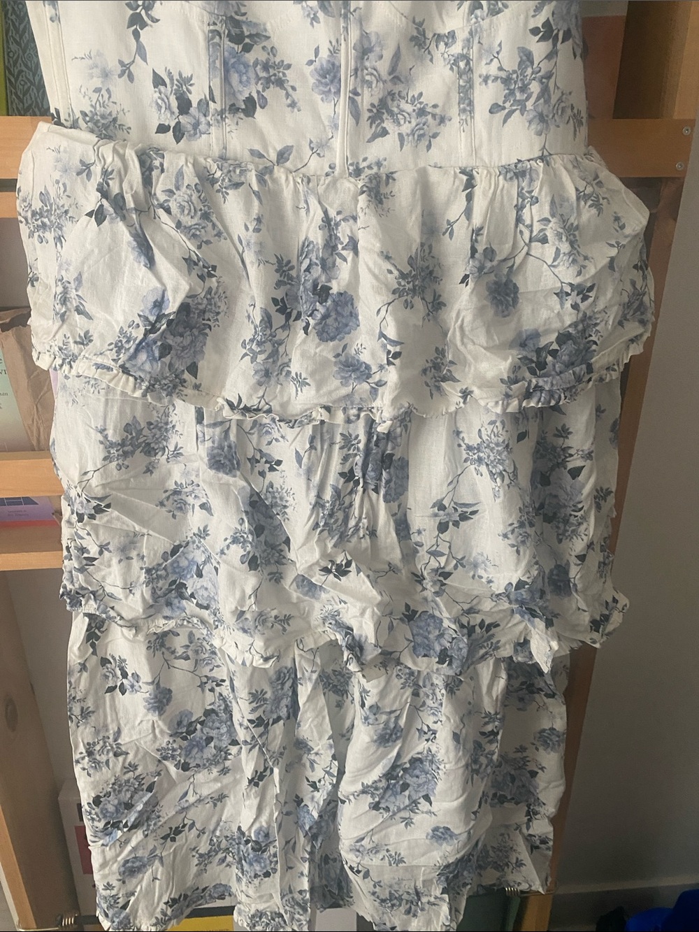 House of Harlow 1960 White and Blue Floral Tiered Maxi Dress - Picture 5 of 9